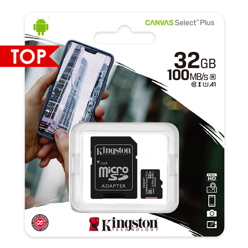 Κάρτα Μνήμης Kingston Canvas Select Plus+ MicroSDHC Class 10 με SD Αντάπτορα
